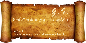 Grünsberger István névjegykártya